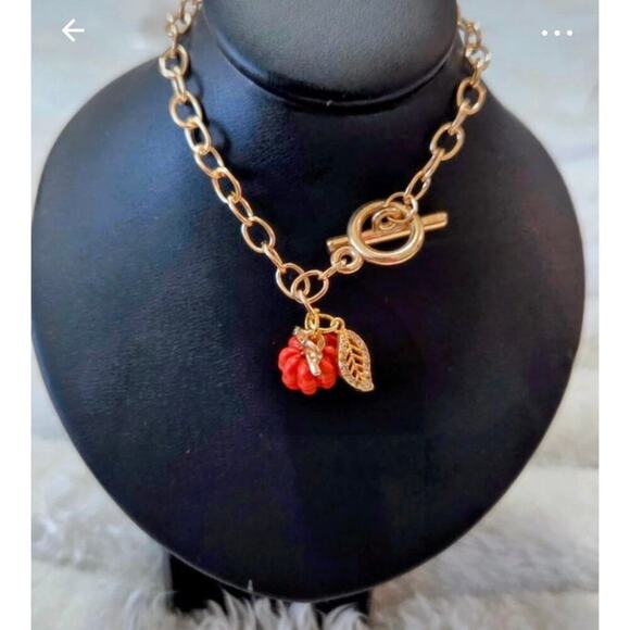 Handcrafted Gold Pumpkin Charm Bracelet Artisan Autumn Jewelry Gift Fall - Picture 2 of 3